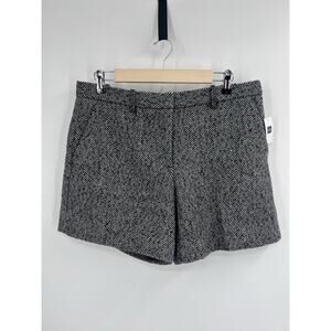 Gap Tailored Shorts Grey Black Herringbone Wool 10T Preppy Suiting